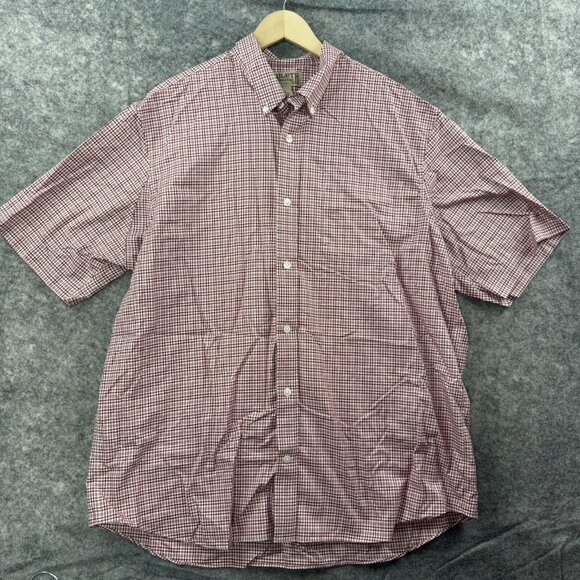 Duluth Trading Shirt Mens XL Red White Check Button Up Short Sleeve 100% Cotton - Picture 1 of 7